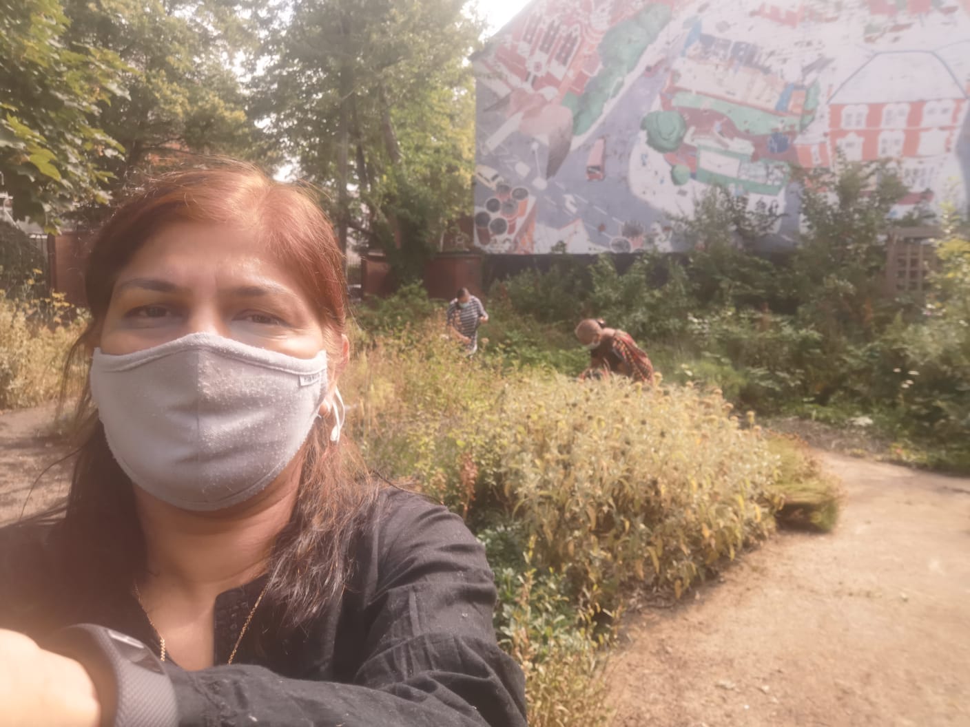 members working on the garden