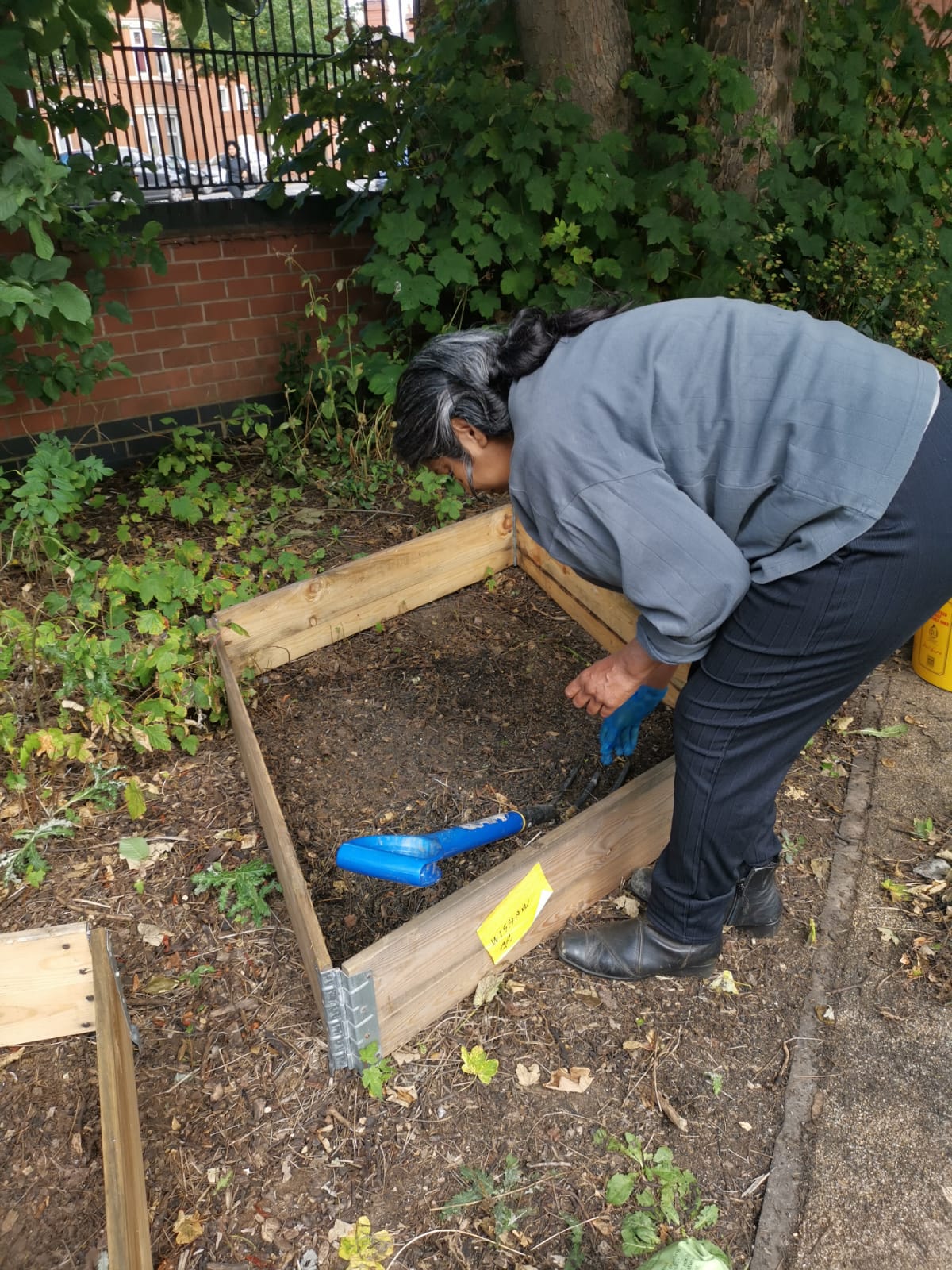 working on our raised beds